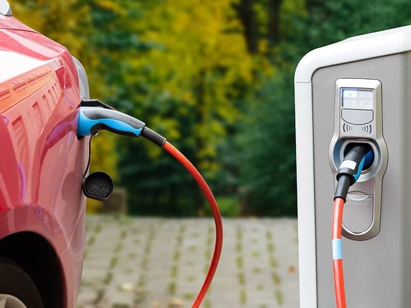 electric vehicle plugged into ev charger